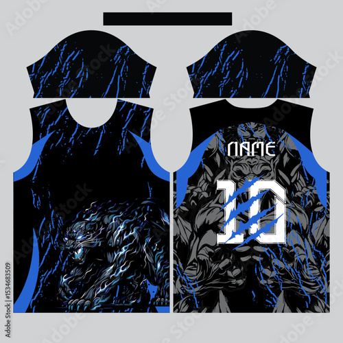 blue fire panther t-shirt design