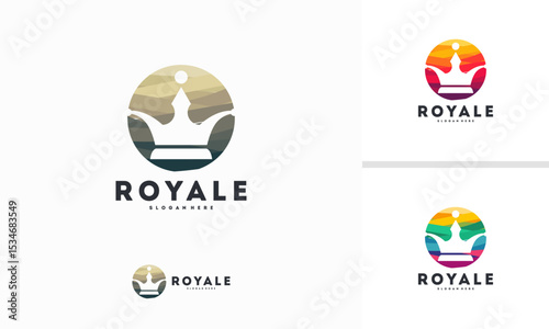 Abstract Circle Crown King logo designs concept vector, Royal logo template