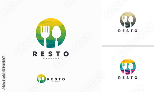 Abstract Circle Food Star logo designs concept vector, Restaurant logo symbol