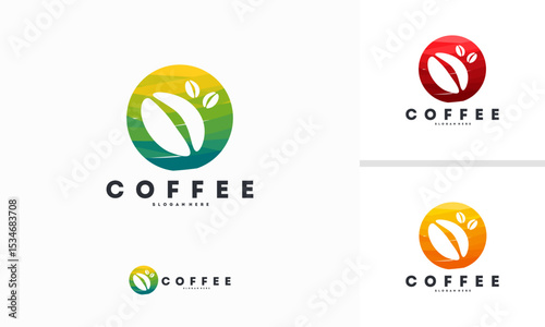 Abstract Circle Coffee bean logo designs concept vector