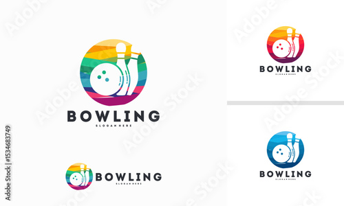Abstract Circle Bowling logo designs concept vector