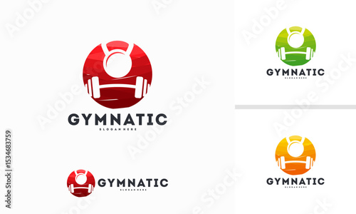 Abstract Circle Gymnastic logo designs concept vector, Sport center logo symbol
