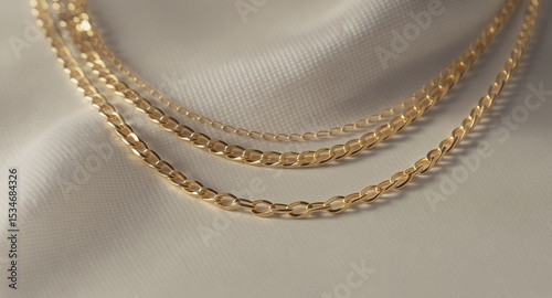 Layered Gold Chains on Silk: Jewelry Close-Up