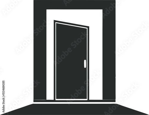 This collection of black and white images showcases various door designs, ranging from simple outlines to more detailed illustrations with paneling and handles.