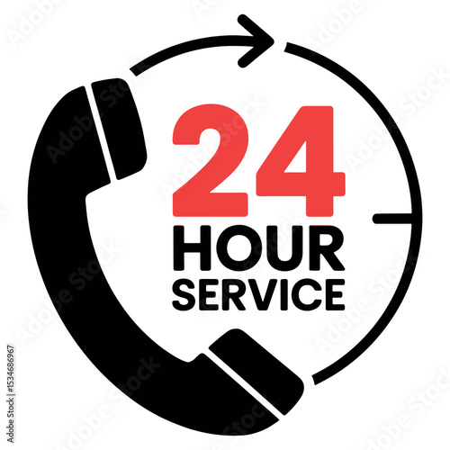 24 Hour Service Icon: A sleek symbol with the old telephone receiver illustrates 24/7 service, ensuring customers continuous support and reliability.