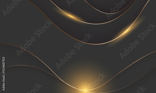 Dark elegant background with soft glowing golden waves flowing across, creating a luxurious and modern visual perfect for premium design projects.
