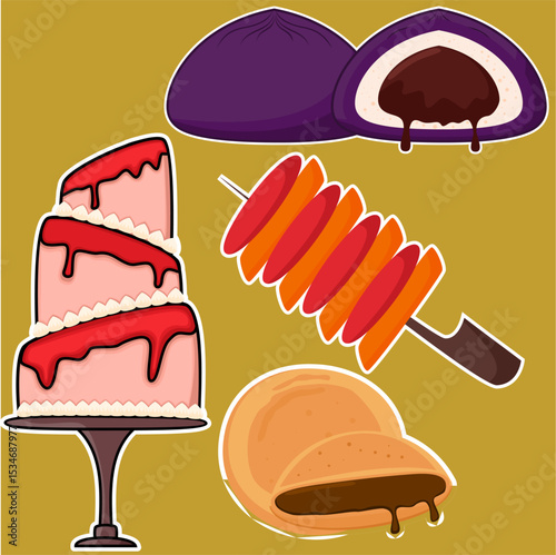 Cake set Collection icon cake Vector