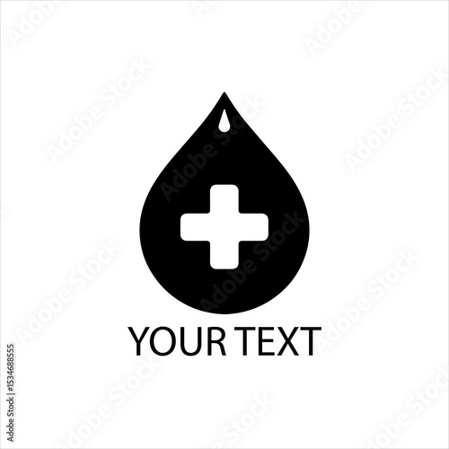 Vector Logo of Water Droplet with Plus Symbol — Hydration and Liquid Health Supplement Concept Isolated on White Background