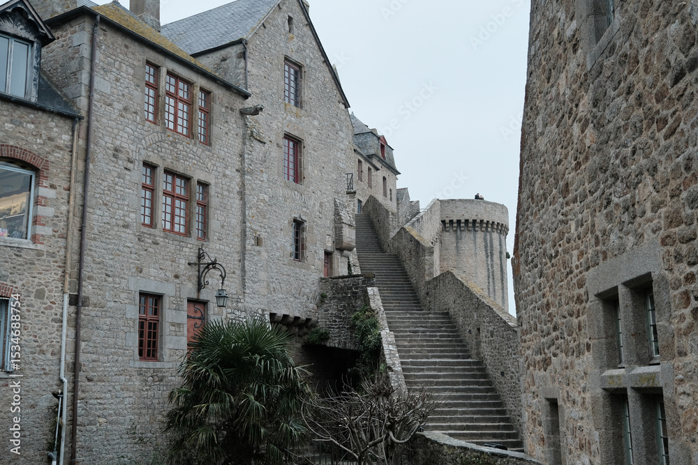 Fototapeta premium Medieval city street and walls