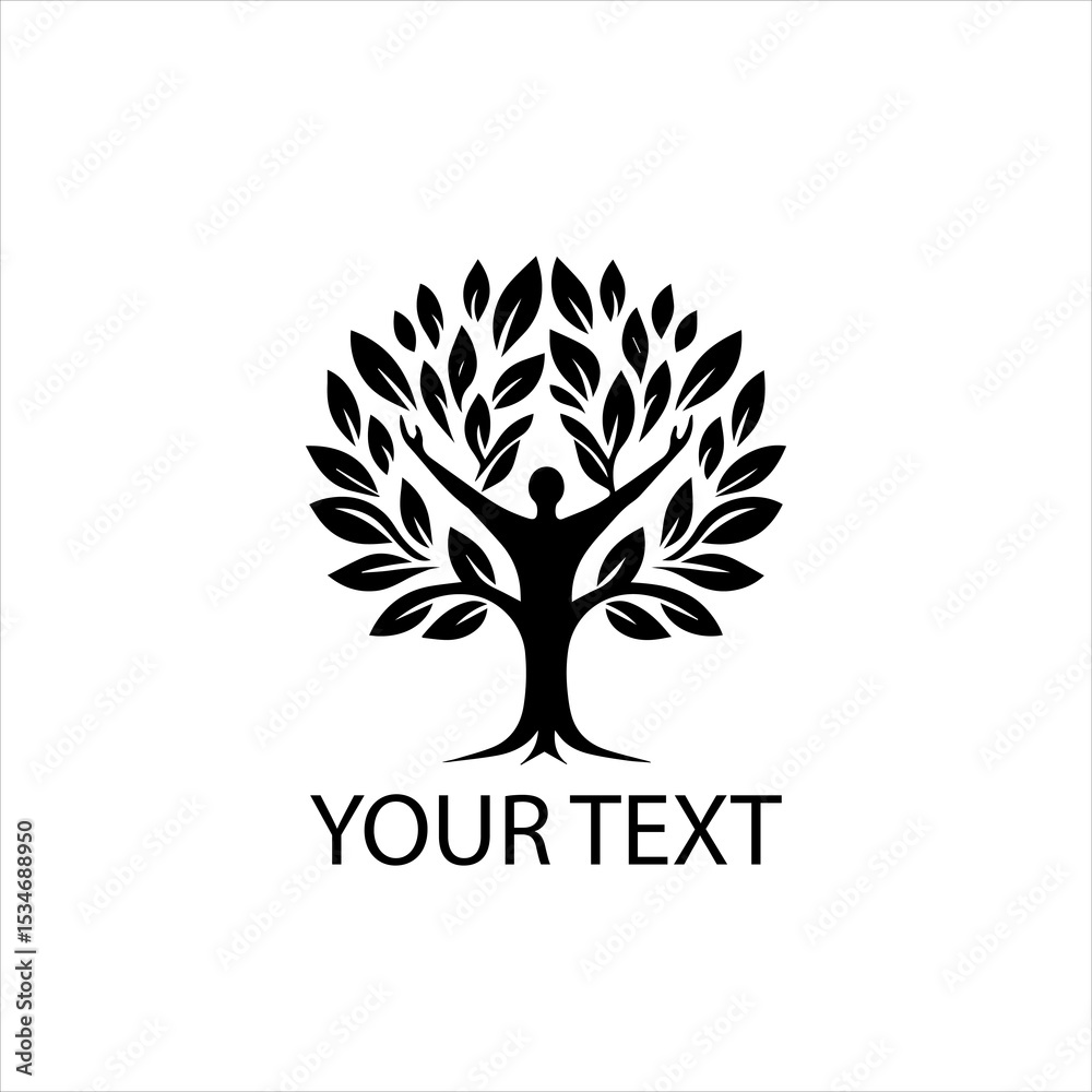 Obraz premium Vector Logo of Tree Forming Human Body — Symbol of Holistic Healing and Natural Wellness Isolated on White Background