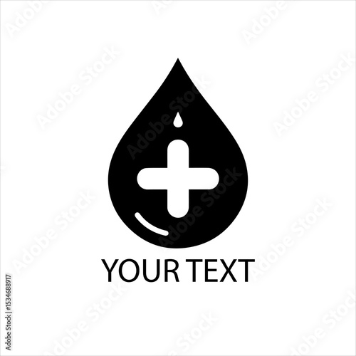 Vector Logo of Water Droplet with Plus Symbol — Hydration and Liquid Health Supplement Concept Isolated on White Background