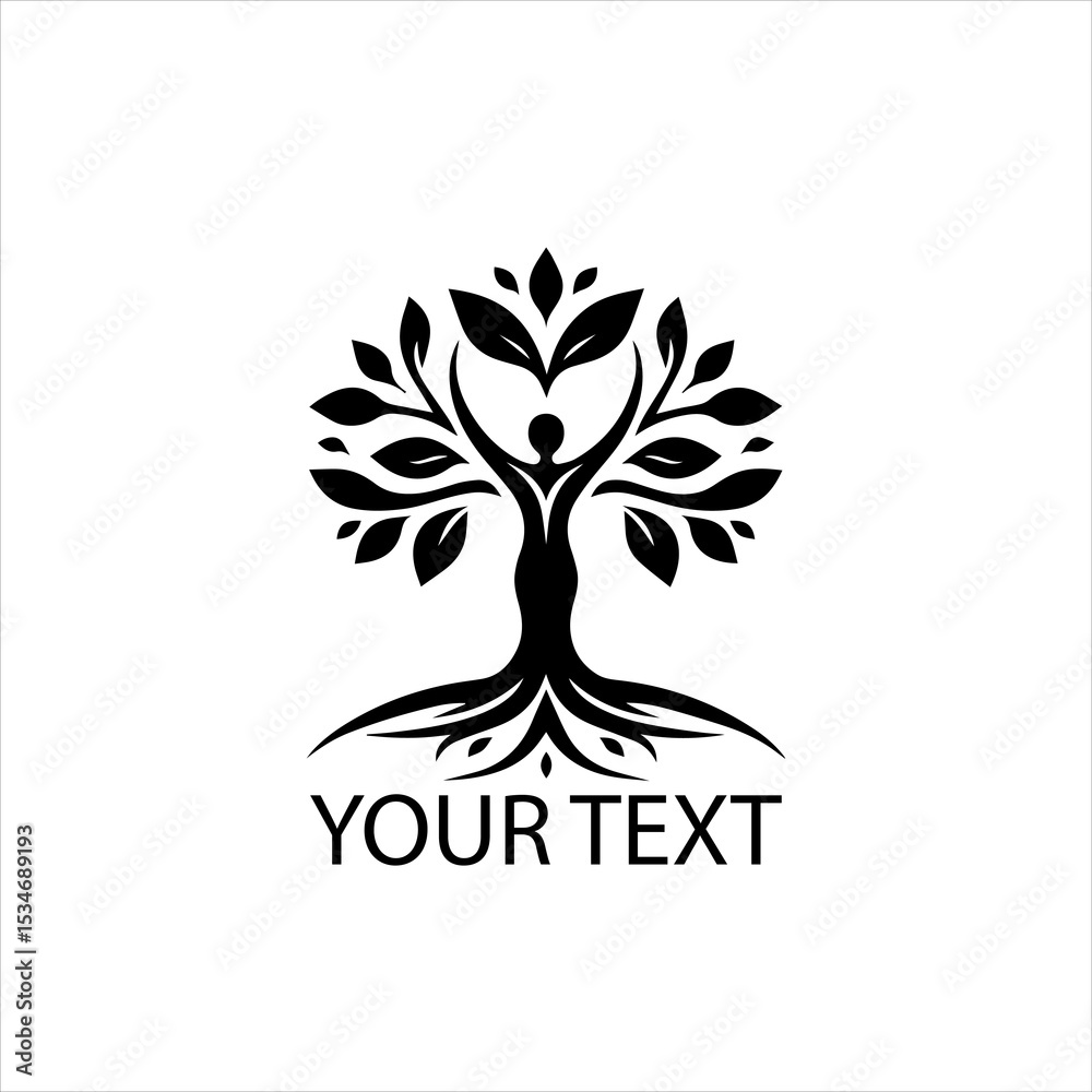 Obraz premium Vector Logo of Tree Forming Human Body — Symbol of Holistic Healing and Natural Wellness Isolated on White Background