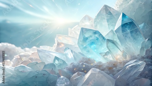 Stunning blue and white crystal cluster in sunlight