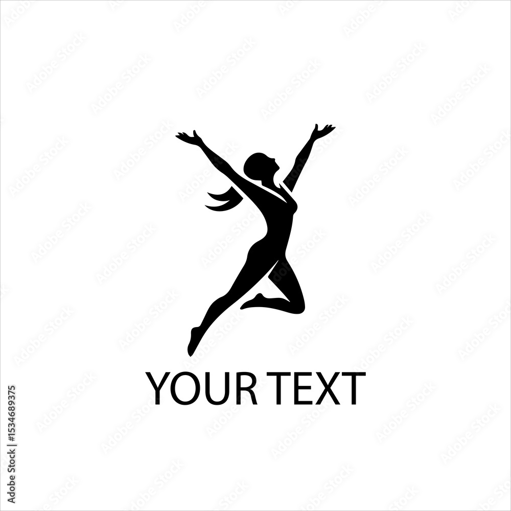 Naklejka premium Vector Logo of Energetic Jumping Human Figure — Fitness and Wellness Symbol Isolated on White Background