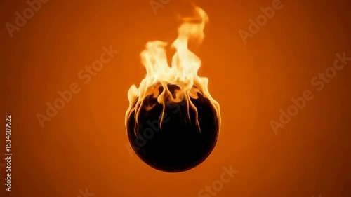 Flaming Egg Against Orange Background with Bright Burning Flames