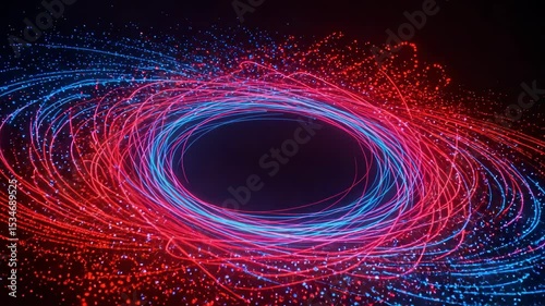 Colorful Light Swirls in Blue and Red Against Dark Background