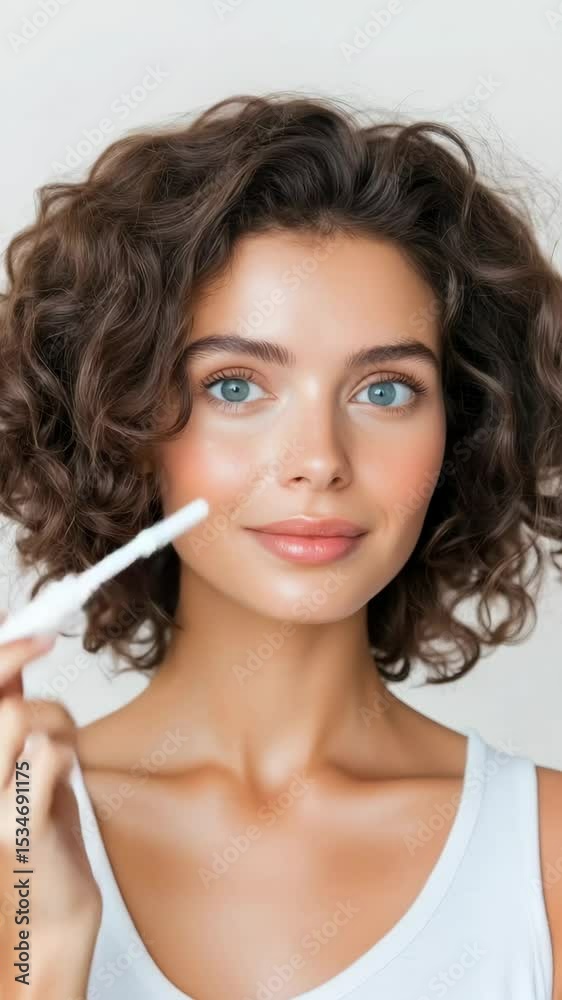 Stepbystep makeup application with smiling model using eyeliner Stepbystep makeup application with smiling model using eyeliner