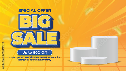 Special Offer Big Sale Promotion Banner with 3D Podiums