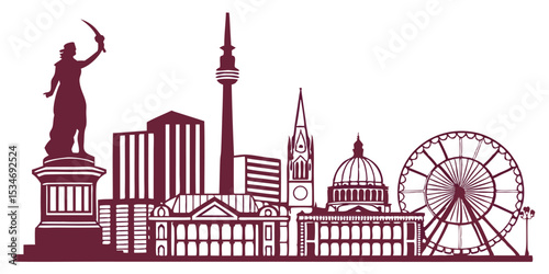 Southern City Silhouette – Birmingham with Iconic Landmarks and Skyline