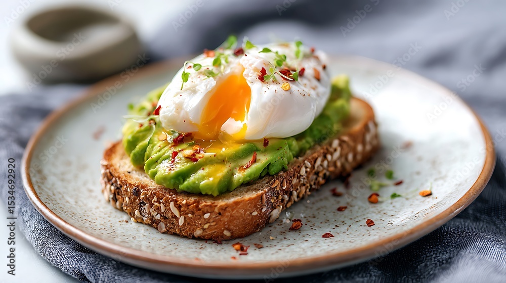 Avocado Toast with Poached Egg and Red Pepper Flakes Avocado Toast with Poached Egg and Red Pepper Flakes
