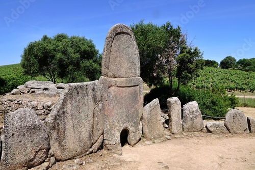 Arzachena, Sassari, Italy - 05.27.2025:View of the giants graves of Coddu Veccju near Arzachena, archeological site in Sardinia island