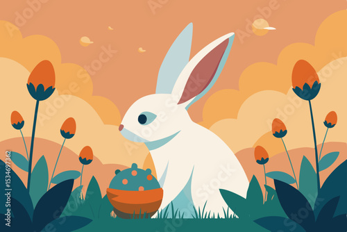 easter bunny with eggs