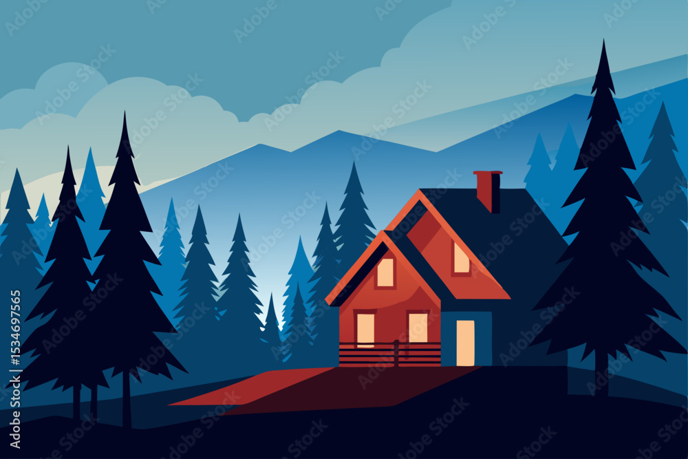 Fototapeta premium winter landscape with houses