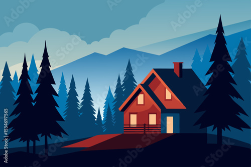 winter landscape with houses