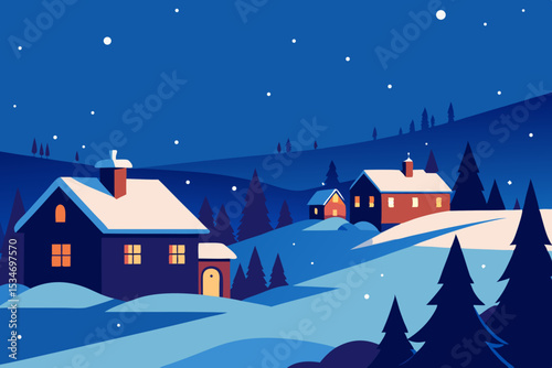 winter landscape with houses