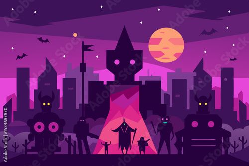 halloween background with castle and moon