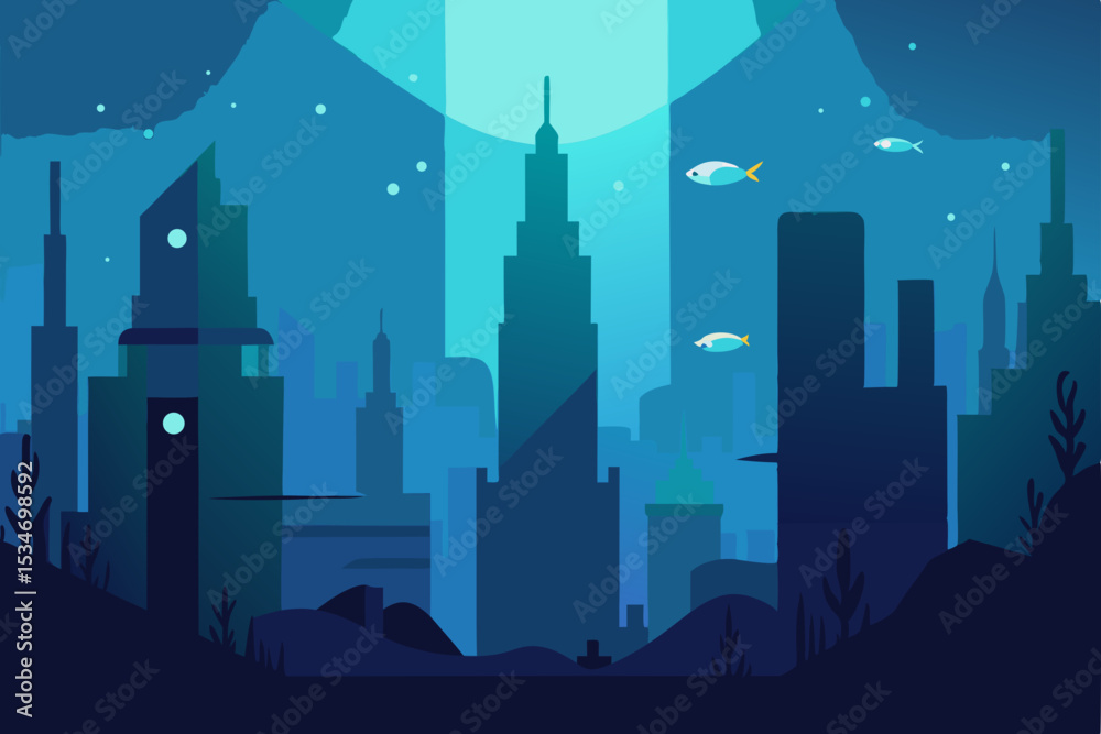 Fototapeta premium night city with moon