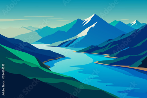 mountain lake and mountains