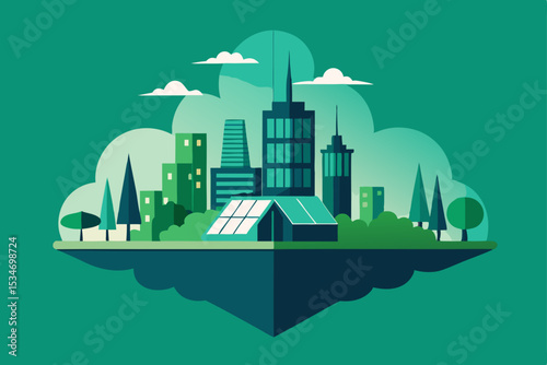 vector illustration of city skyline with city