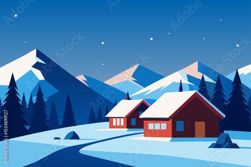 winter landscape with houses