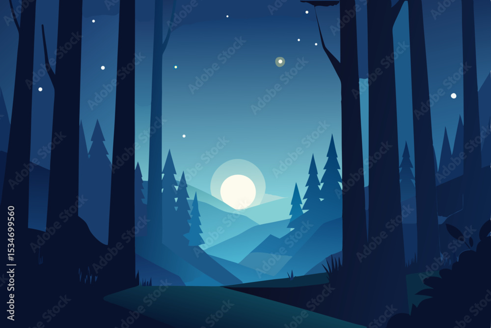 Naklejka premium night landscape with stars