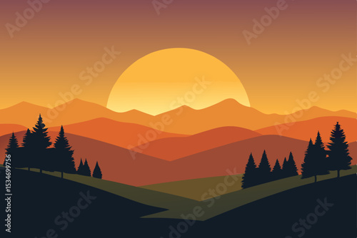 sunset in the mountains