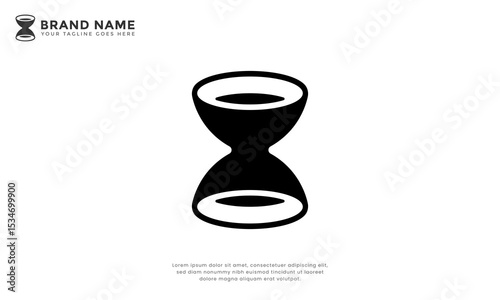 Hourglass Bowl Logo. Minimalist logo combine hourglass with two bowl