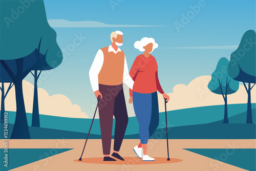 elderly couple walking on the beach