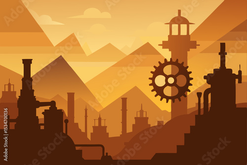 city skyline at sunset