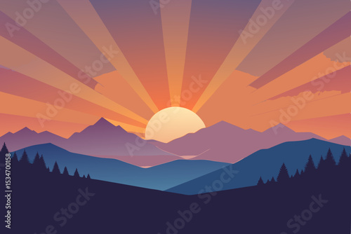 sunset over mountains