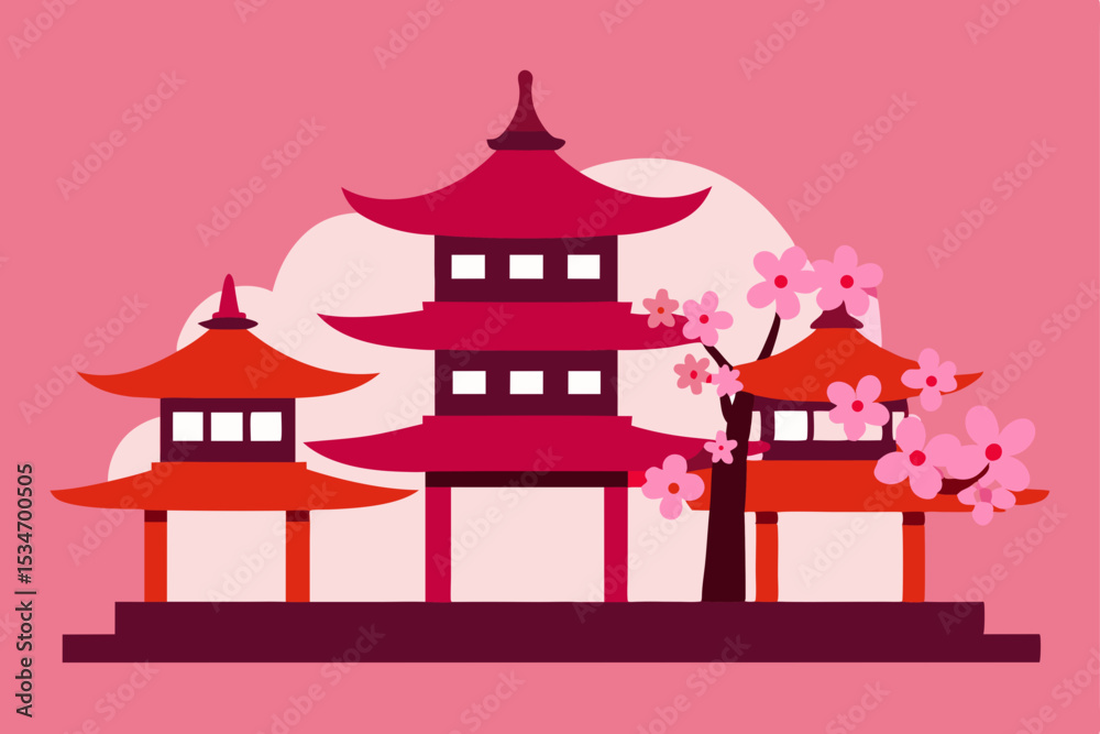 Fototapeta premium vector illustration of japanese temple