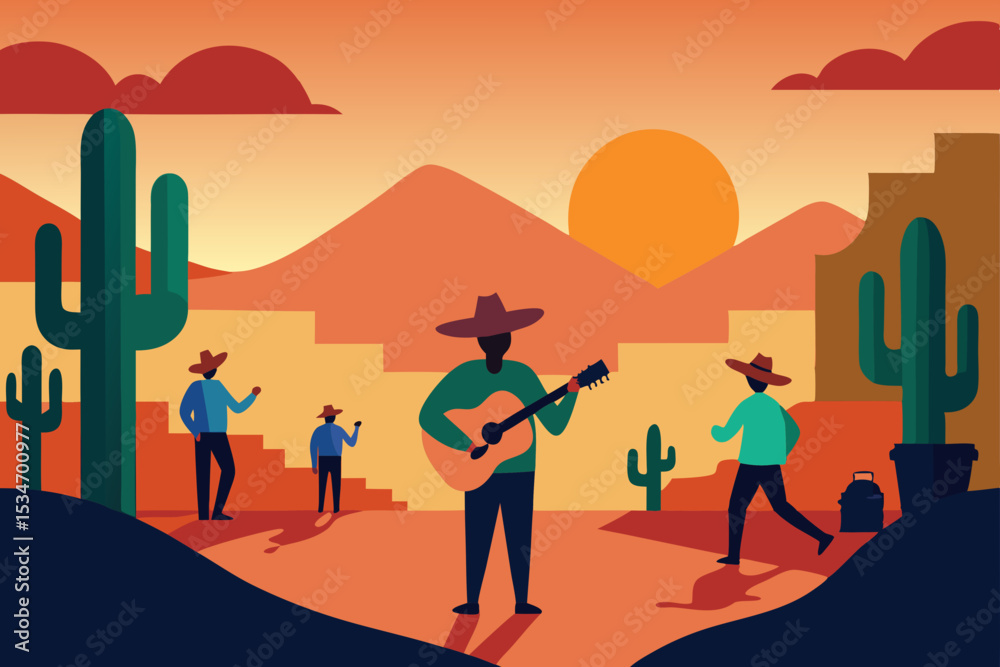 Fototapeta premium vector illustration of a desert landscape