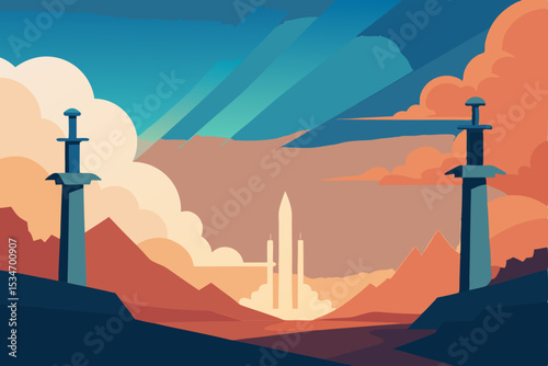 vector illustration of desert landscape