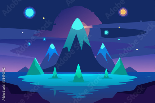 night landscape with mountains