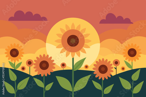 sunflower field vector
