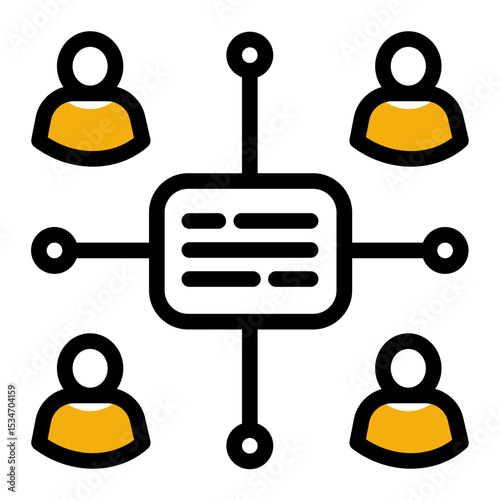Collaboration Hub Icon - Outline Color Lineal Style for Team Communication.