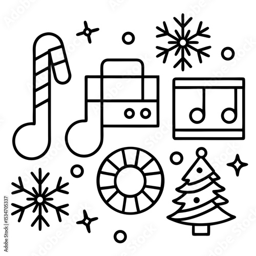 Minimal Christmas Music Icons Set
