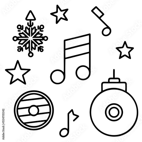 Minimal Christmas Music Icons Set
