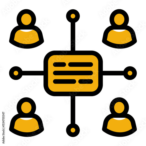 Collaboration Hub Icon - Solid Color Lineal Style for Team Communication.