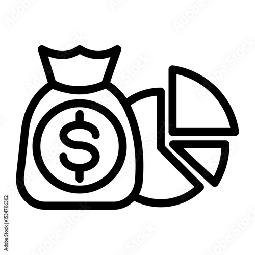 Budget Control Icon - Financial Planning Efficiency (Outline Style)